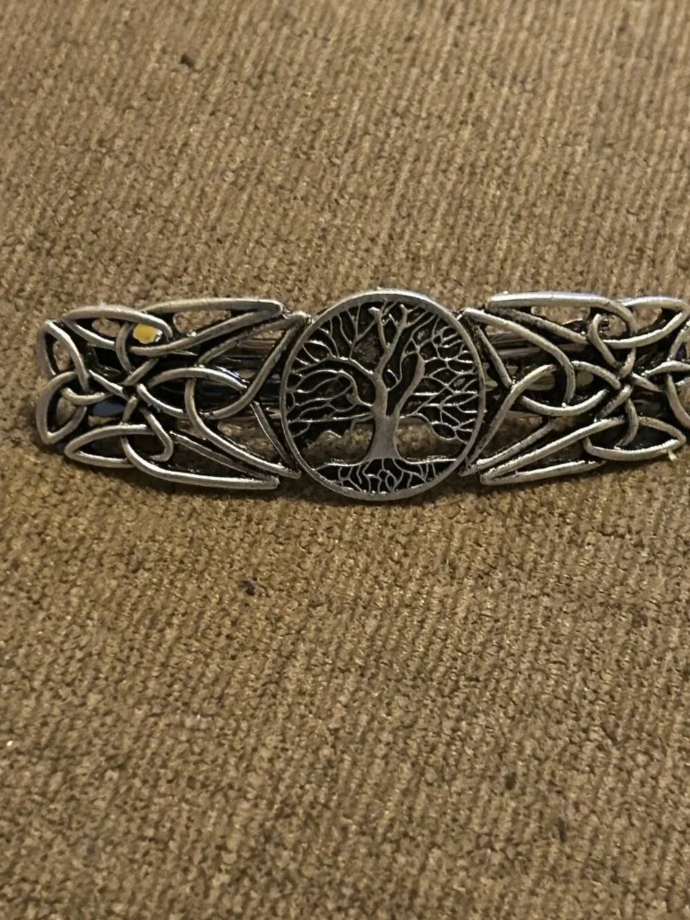 Antique Silver Tree of Life Celtic Knot Hair Barrette Silver Color Nature Life